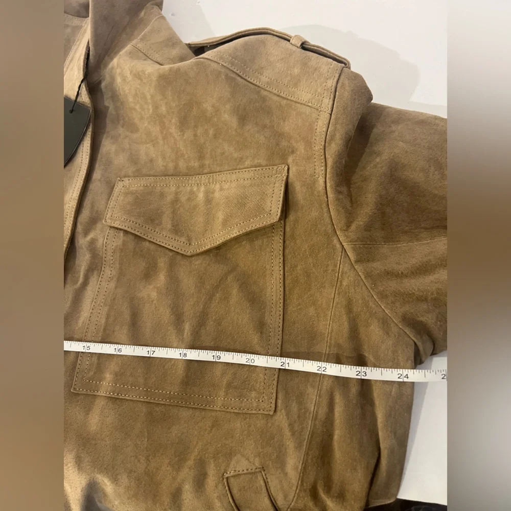 ZARA Viral Suede Leather Oversized Jacket. New, S - Picture 13 of 16